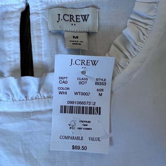 J. Crew Factory CottonHigh Neck Swing Top With Embroidery In White Size Medium - Picture 10 of 13